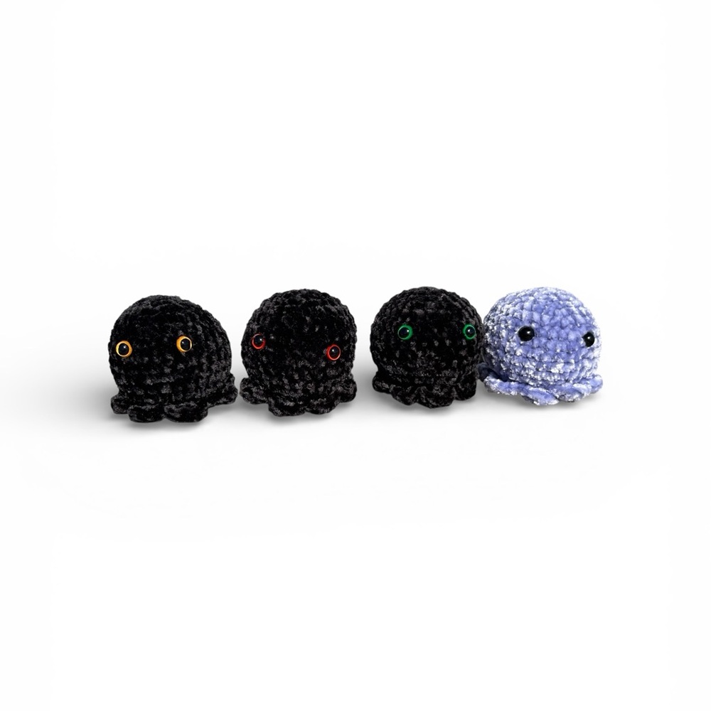 Handmade Crochet Octopus Set of 4 - Black and Blue
